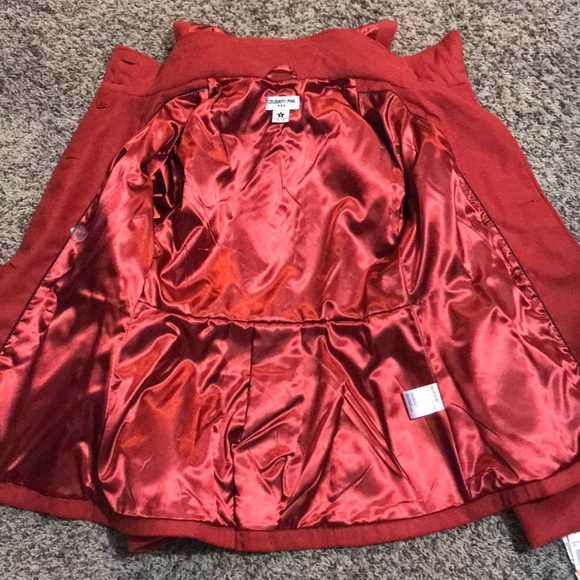 Red~orange Celebrity Pink pea coat with hood - Picture 5 of 5